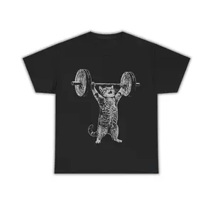 Funny Cat Gym T-Shirt – Deadlift Cat Meme Workout Tee