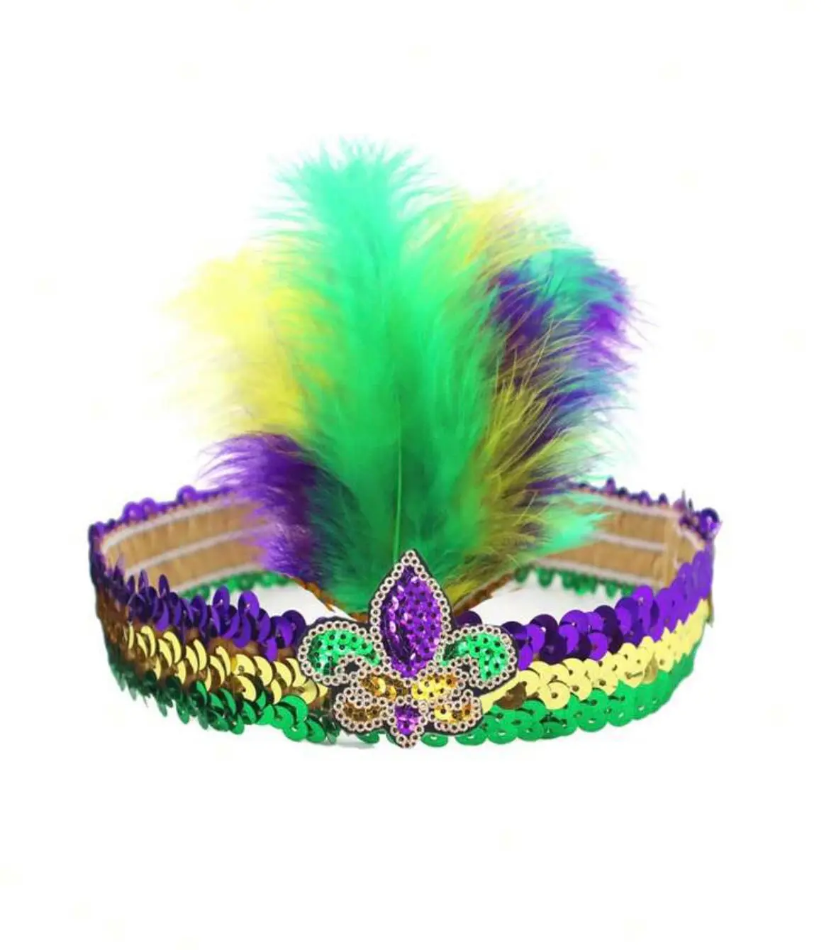 MARDI GRAS SEQUIN & FEATHER HEADBAND