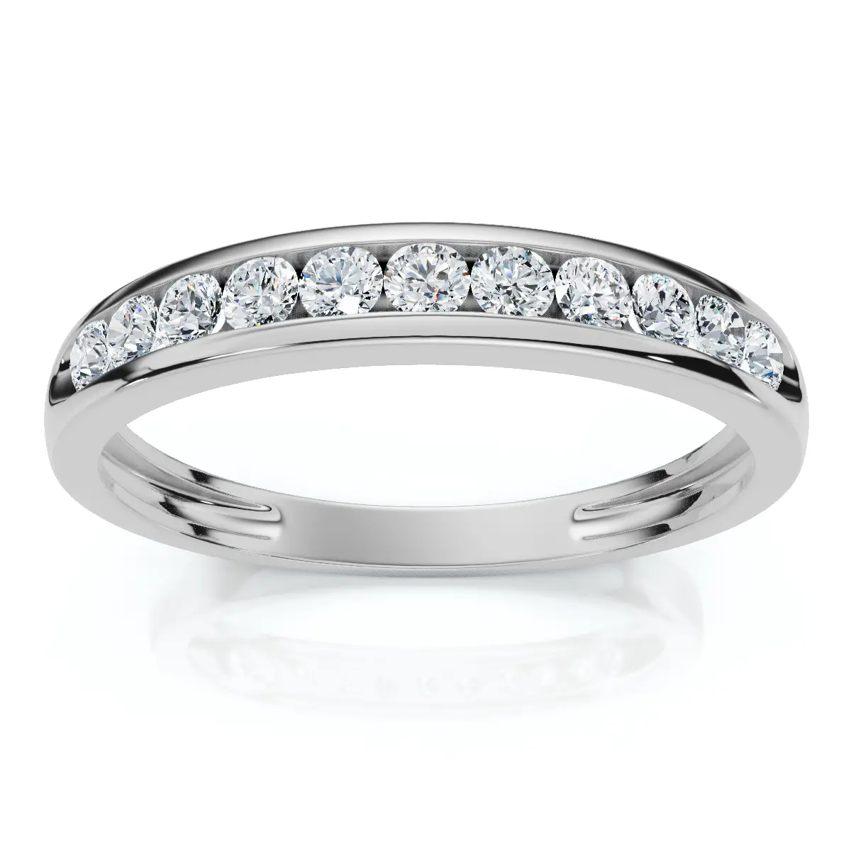 1/4 Ct Diamond Wedding Ring Channel Set 10k White Gold