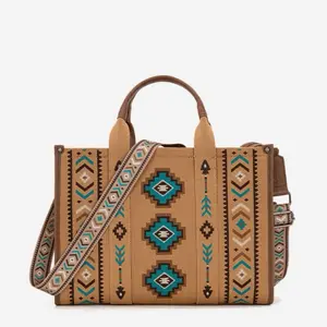 Montana West Aztec Retro Arrows Dual Sided Print Wide Tote Bag with Stylish Aztec Design and Durable Handles
