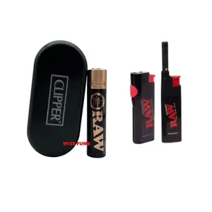 Raw clipper lighters metal rose gold black color + phoenix lighters + extendo lighters