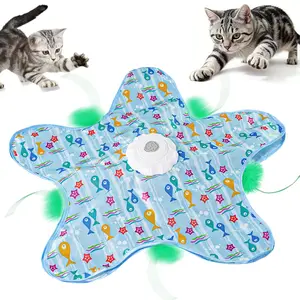 Automatic Moving Feather Cat Toy - Interactive Star-Shaped Teaser for Indoor Cats & Kittens, Boredom Relief