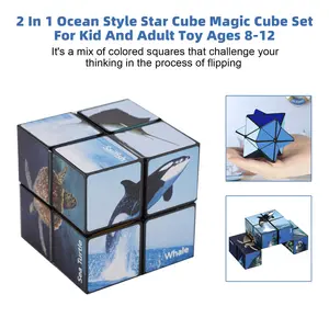 2 In 1 Ocean Style Star Cube Magic Cube Set For Kid And Adult Toy Ages 8-12