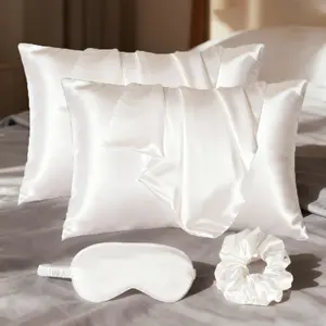 Hair & Skin Friendly Satin Silk Pillowcases Set,  with Hair Tie Eye Mask, Ultra Soft Comfortable  Pillowcase without Insert, Silky Satin Bedding