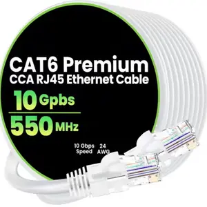 Cat6 Ethernet Cable, 10gbps Speed, 550mhz Bandwidth, Ideal for Home Office, Gaming, Streaming, Reliable Network Solution