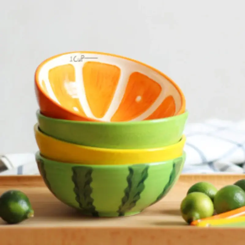 Creative Fruit Shaped Ceramic Salad Bowl Fruit Bowl For Kitchen Counter Family Fruit Snack Plate Dinner Bowls Complete Tableware Kitchen Utensils Accessories Salad Serving Bowls