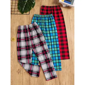 Boys' Plaid Pajamas Three-Piece Set, Including Long Pajama Pants