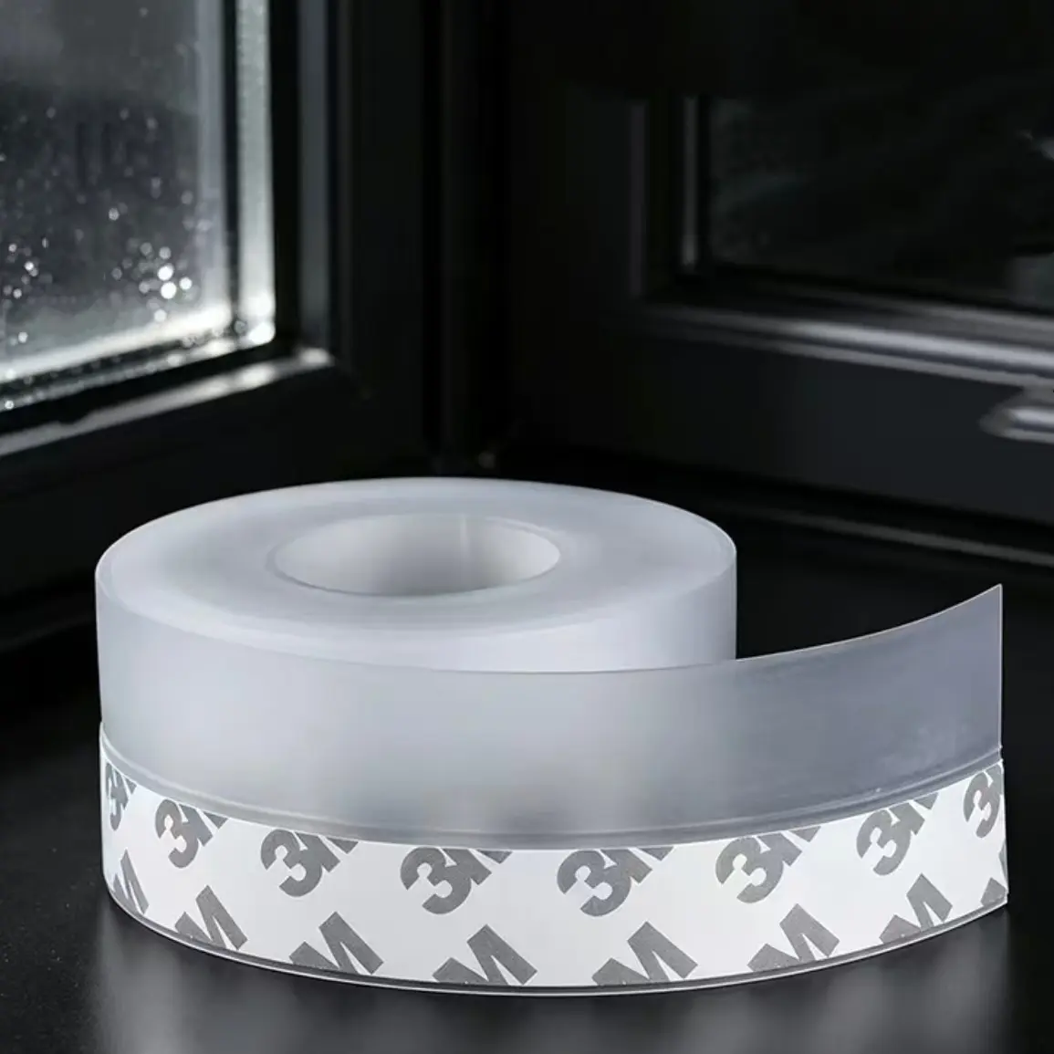 Transparent Silicone Sealing Tape Weather Stripping - 5M/16.4FT Adhesive Door Bottom & Window Draft Stopper, Soundproof, Anti-Collision Gap Sealer