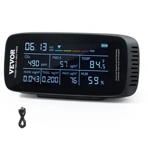 fathersdaygift  VEVOR Air Quality Monitor 9-IN-1, CO2, Temperature, Humidity, Formaldehyde TVOC AQI Tester, Professional PM2.5 PM10 PM1.0 Particle Counter for Indoor/Outdoor, Air Quality Meter w/Alarm Thresholds