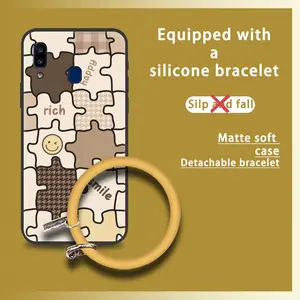 Waterproof Soft Case Phone Case For Samsung Galaxy A20E Anti-knock Ring heat dissipation Creative Cartoon Protective Cute Bracelet Funny Dirt-resistant Personality Solid Color