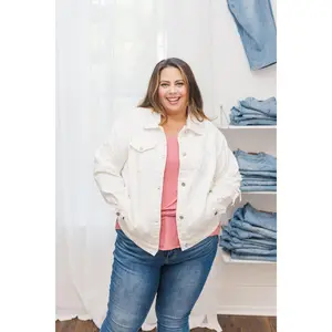 Ella Star Patch Denim Jacket in White