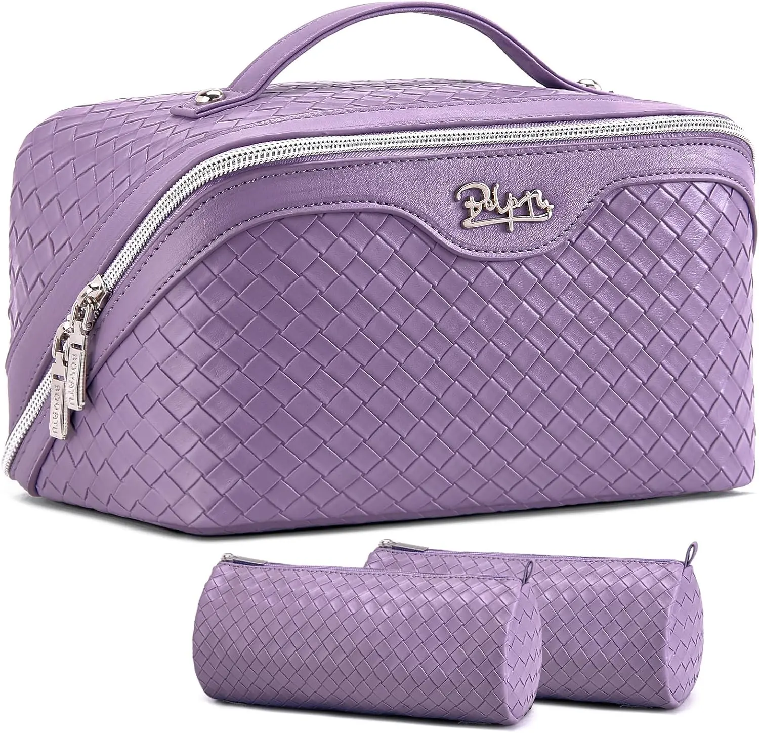 Large Travel Makeup Bag Organizer | 3-Piece Cosmetic Case with Compartments