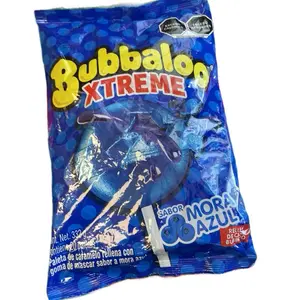 Bubbaloo Xtreme Mora Azul 20 PCS Caramelos Rellenos con Goma de Mascar Sabor a Mora Azul 332g