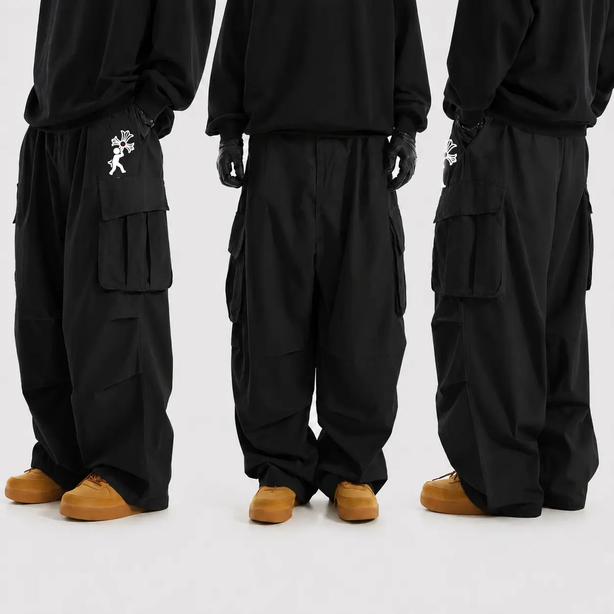 Men’s Original Cool Pants — Cross Print Cargo Pants with Multiple Pockets and Large Pockets, Y2K Street Style, Loose Fit, Elastic Waist, Unisex Casual Wide-Leg Work Pants, Breathable, Suitable for Spring/Summer Daily Wear, Trendy and Stylish