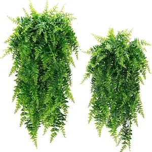 2 Piece Artificial Hanging Fern Leaves, UV Resistant Fake Ivy, Vibrant Plants, Faux Fern Plant, Indoor Outdoor Decor, Wedding Use, Home & Garden