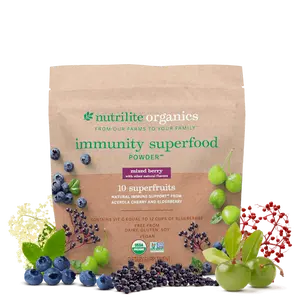 Nutrilite Organics Immunity Superfood Powder 30 Servings Organic Superfruit Blend with Acerola Cherry & Elderberry for Immune Support & Antioxidant Benefits Daily Wellness Drink Mix