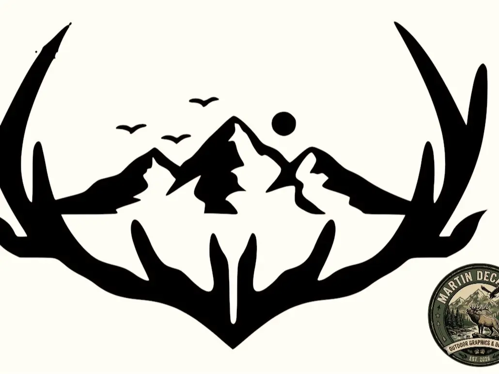 Deer Antler Mountain Window Decal