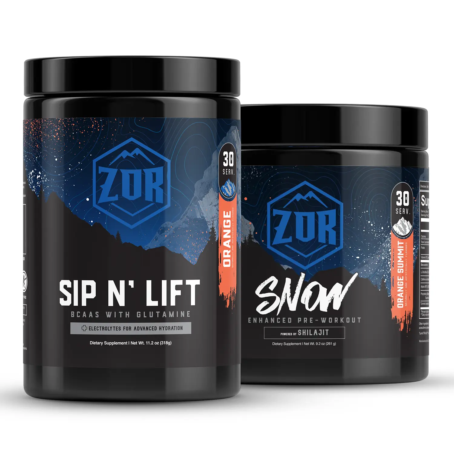 Zor Labs Snow Pre Workout Powder & Sip N’ Lift BCAA Powder with Glutamine & Electrolytes for Men & Women | Pack of 2 | Enhanced Energy & Hydration for Intense Training