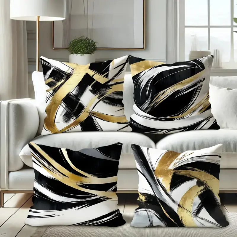 Abstract Pattern Cushion Cover Set, 4 Counts/set Soft Throw Pillow Cover without Filler, Household Decoration Supplies for Home Living Room Bedroom