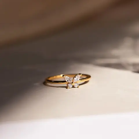 Mariposa Diamond Ring by Caitlyn Minimalist - Dainty Crystal Butterfly Ring in Gold & Silver - Minimalist Jewelry - Best Friend Gift