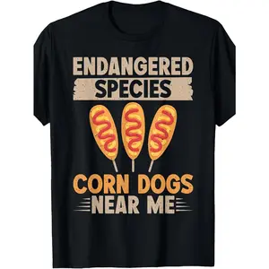 Endangered Species Corn Dogs Near Me Graphic Tee Unisex Funny Food Lover Shirt Streetwear Casual Summer Short Sleeve Crewneck Top