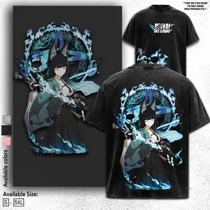 Miyabi Zenless Zone Zero ZZZ GAME Streetwear T-Shirt - Vintage Acid Cotton Crewneck Menswear Street Style Apparel GAME SHIRT