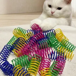 Pet Cat Self-Playing Toy, Plastic Colorful Spring Bouncing Interactive Teaser, 4 Pcs, Creative Toys for Cats & Dogs, Heavy-Duty