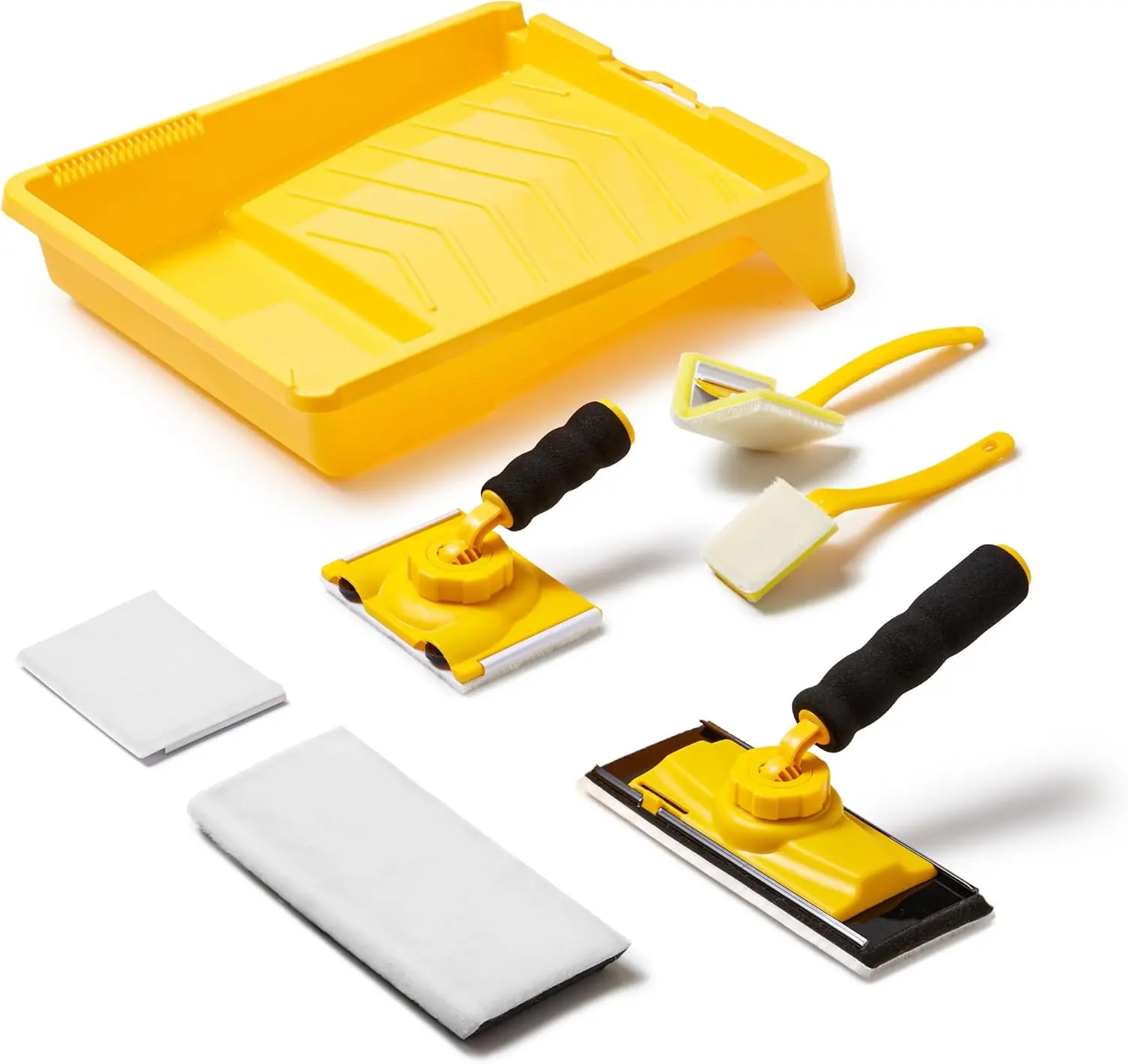 Paint Edger for Walls & Ceilings – Easy DIY, No Messy Tape, Fast Clean Corners, 360° Swivel Handle, Complete Kit with Paint Tray & 2 Refill Pads, 7Pcs Set