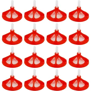 1/8" Spiral Tile Leveling System Kit, Anti-Loosening Tile Spacers Spacing System - 300pcs White Base + 100pcs Red Cap