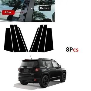 For Jeep Renegade 2015-2020, 8PCS Pillar Posts Window Trim Cover BC Column Sticker Car Decals