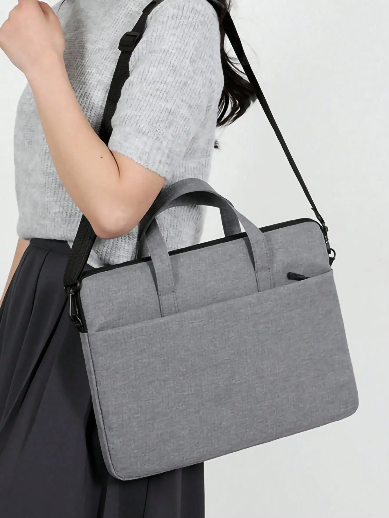 14-Inch Laptop Messenger Bag - Portable Lightweight Functional Laptop Bag with Handle, Adjustable Straps, Business Casual Design for Business Travel, College Use (Pink, Grey, Black, Navy), Bag Laptop Bags