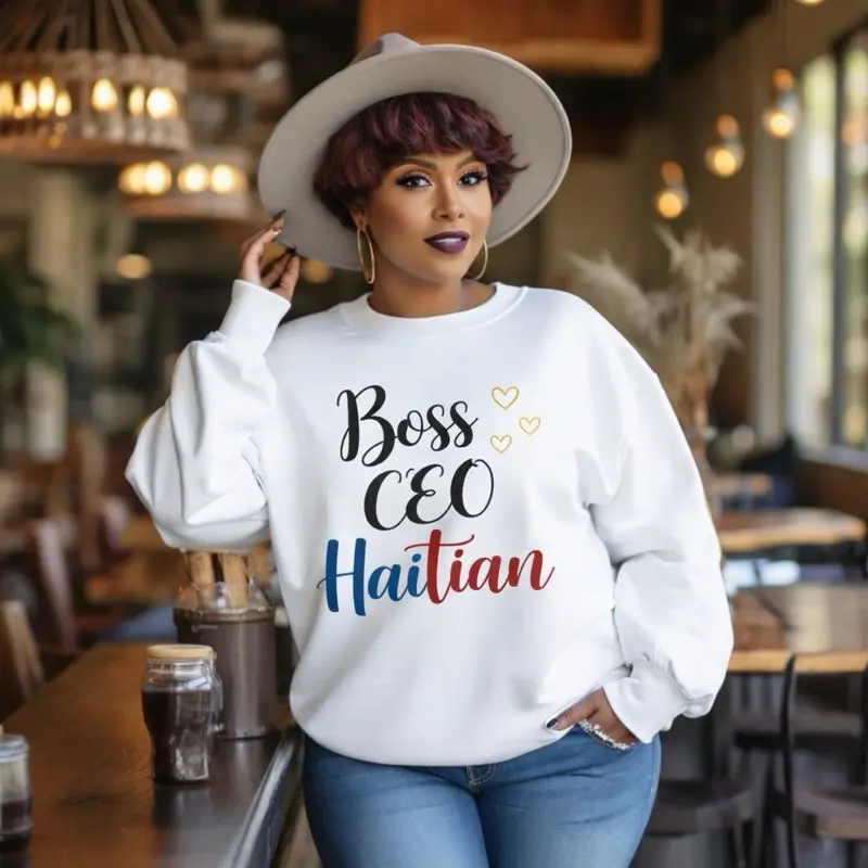 Boss CEO Haitian Sweatshirt | Haitian Pride Script, Flag Colors