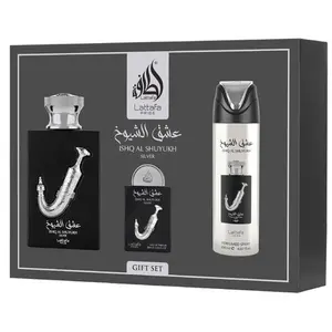 Lattafa Pride Ishq Al Shuyukh Silver 3-Piece Pre-Packed Packaged Perfume Gift Set, Arabian Scent, Arabic Perfume Oil, Ethnic Unisex Fragrance, Ideal for Gifting (Beauty & Personal Care)