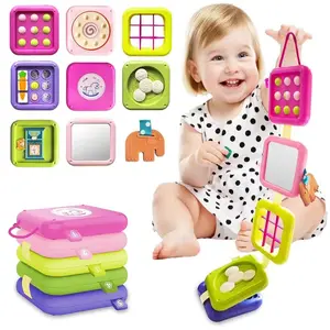 Weirtoya 8-in-1 Montessori Busy Board for 1 Year Old Toddler Travel Toys with Mirror Puzzle Gears Cognitive Development Activity Cube Gift for Baby Boy Girl Interactive Play Features child development toys toddler age early learning baby play