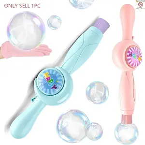 Electric Smoke Bubble Machine with Elastic Magic Wand, Colorful Smoke Bubbles, Interactive Magic Bubble Stick, Christmas Birthday Gift for Boys and Girls, Handheld Bubble Maker