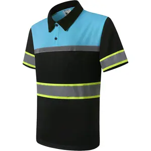 Safety Shirts for Men,High Reflective Men Polo Shirts with Pocket,Short Sleeve Workwear Breathable