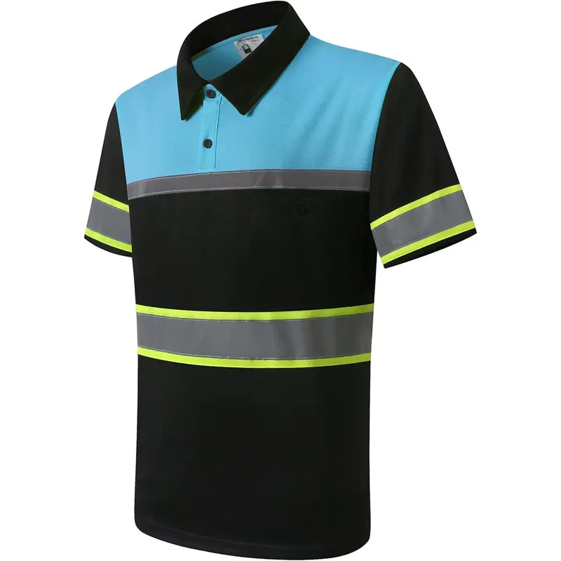 Safety Shirts for Men,High Reflective Men Polo Shirts with Pocket,Short Sleeve Workwear Breathable
