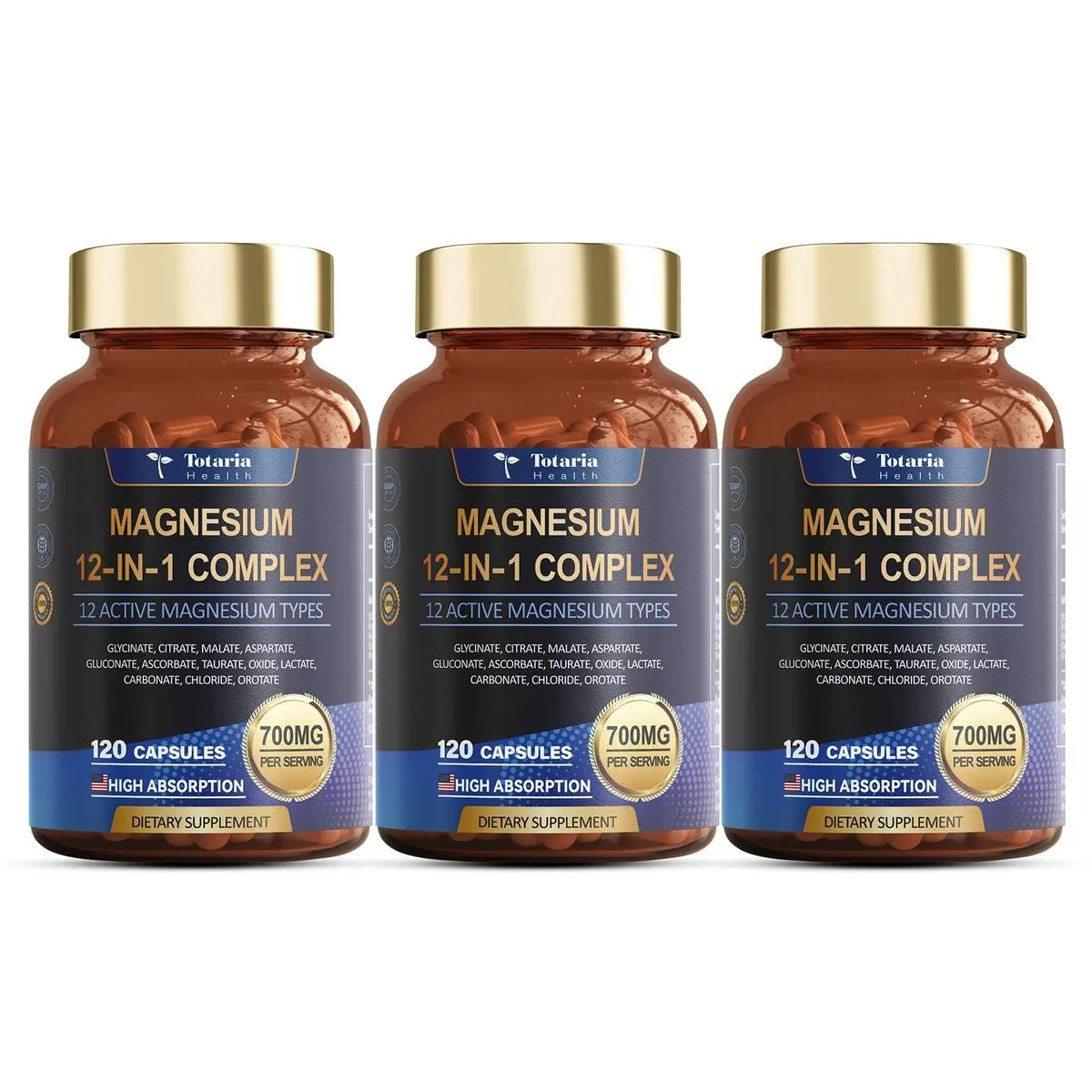 Try It 60 Vegan Capsules 12-in-1 Magnesium Complex 700mg for Muscle Heart & Relaxation Support & Better sleep- High Absorbable Blend of 12 Chelates -Dietary Supplement