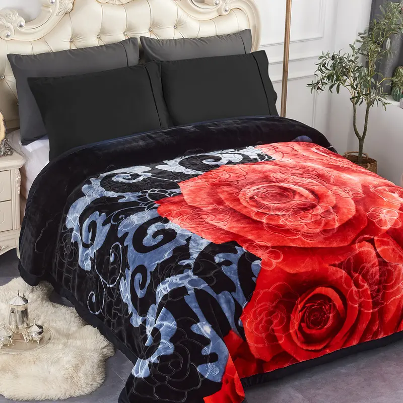 7 lbs Weight,,2-Ply 85 in x 95 in Reversible Polyester Silky Raschel Blanket, Wrinkle and Fade Resistant Bed Warm Blanket tiger blanket