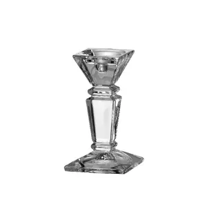 212 MAIN Unique Shape Crystalline Glass Candlestick - 8" Height, Dishwasher Safe Home Decor Accent for Living Room, Ideal Gift