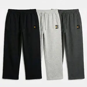 Boldstep Essentials Unisex Wide Leg Sweatpants 3-Pack – Relaxed Fit Fleece-Lined Lounge Pants with Pockets, Drawstring Waist (Black, Dark Grey, Grey)