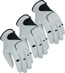 Leather Golf Glove  Grip Mens Golf Gloves Durable Value Pack (Pack of 3) Genuine Cabretta Leather Golf Gloves Men Left Hand (Regular Sizes)