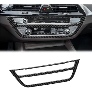 Compatible with Carbon Fiber Center Console CD Frame Mutimedia Control Panel Cover Trim Sticker for BMW 5 Series X3 G01 G08 G30 G38 525i 530i 540i 2018 2019 2020 2021 2022 2023 2024 Black
