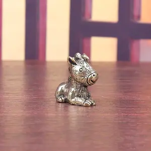 Pure Brass Twelve Zodiac Cartoon Horse Copper Figurine Craft Ornament, Handmade Collectible Decorative Statue for Home Office