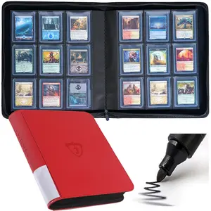 Toploader Binder with Sleeves, Holds 288 Toploaders, 9-Pocket Double-Sided Storage Binder for 3 x 4" Toploaders, Trading Card Binder