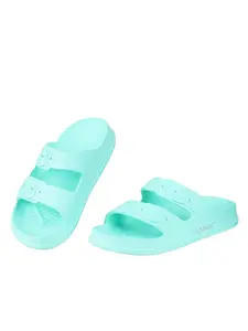 Women's Fashionable Double Buckle Design Slides Sandals, Two Strap Sandals, Casual Comfortable Flat Sandals for Beach, Lightweight Breathable Shoes for Daily Wear