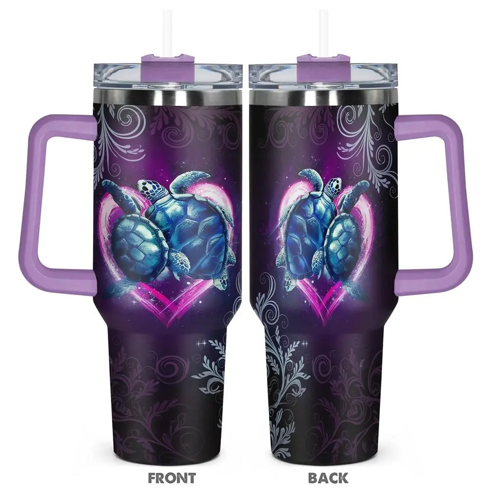 Sea Turtle Pattern Tumbler, 40oz Stainless Steel Water Bottle, Insulated and Durable, Gift for Any Occasion, Drinkware