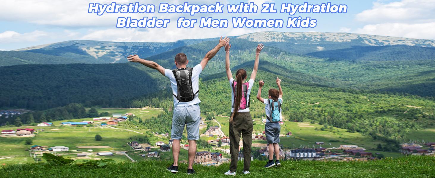 Hydration Backpack Hydration Pack Water Backpack with 2L(70-Ounce) Hydration Bladder for Men Women Kids for Running Hiking Biking Climbing