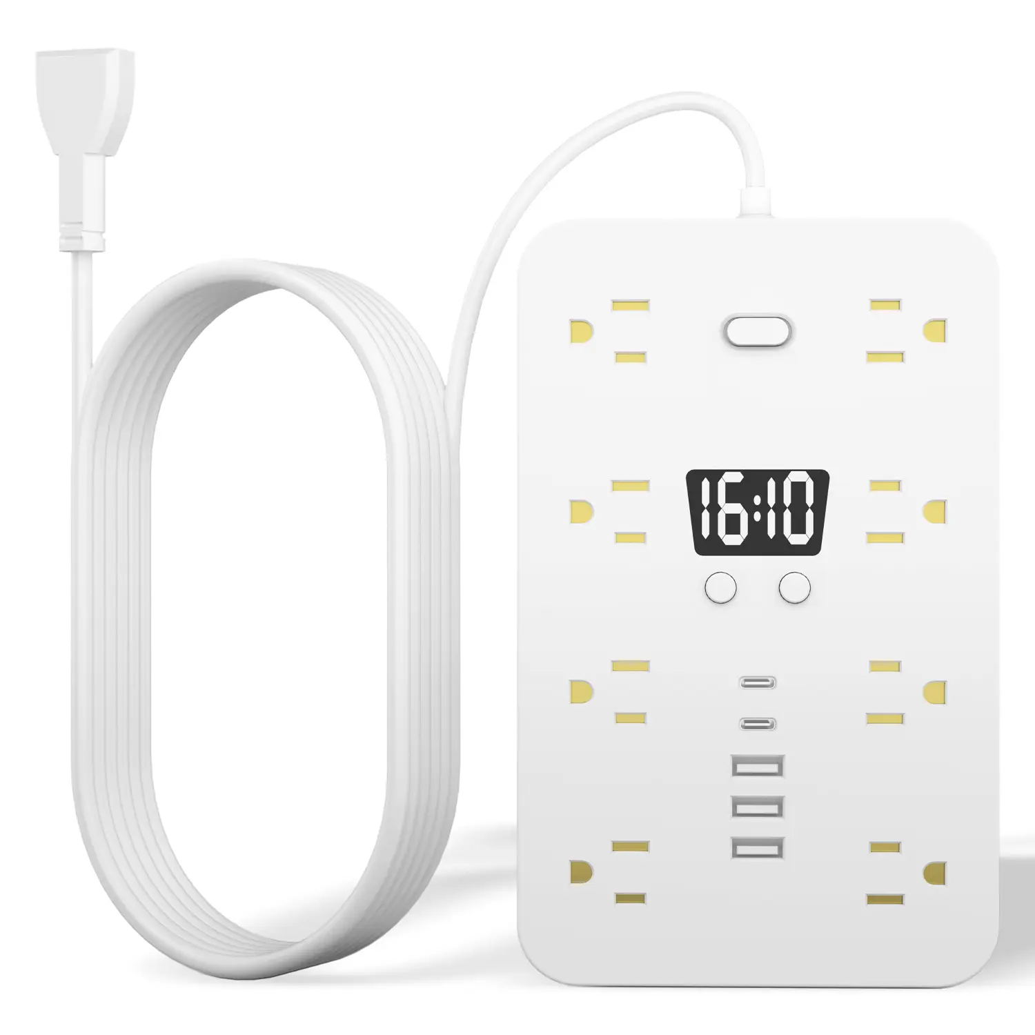 21-IN-1 SMART POWER STRIP！45° FLEXIBLE PLUG + OVERLOAD PROTECTION | 16AC OUTLETS + 3USB-A + 2Type-C | SPACE-SAVING & FIREPROOF | PERFECT FOR HOME & OFFICE！