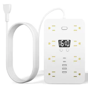 21-IN-1 SMART POWER STRIP！45° FLEXIBLE PLUG + OVERLOAD PROTECTION | 16AC OUTLETS + 3USB-A + 2Type-C | SPACE-SAVING & FIREPROOF | PERFECT FOR HOME & OFFICE！